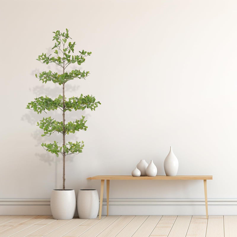 FEELEAD Artificial Black Olive Tree 6ft â€“ Faux Shady Lady Tree with Natural Wood Branches & Realistic Green Leaves, 6 Feet Tall Potted Fake Olive Tree for Indoor Home or Office Decor - Image 5