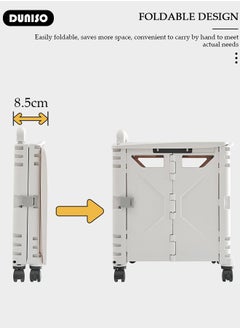DUNISO Folding Utility Cart with Wheels, Portable Rolling Trolley Hand Cart with Telescoping Handle and Lid, Durable and Collapsible Rolling Crate for Home Office Travel Schools Warehouse Camping Picnic  - Image 5