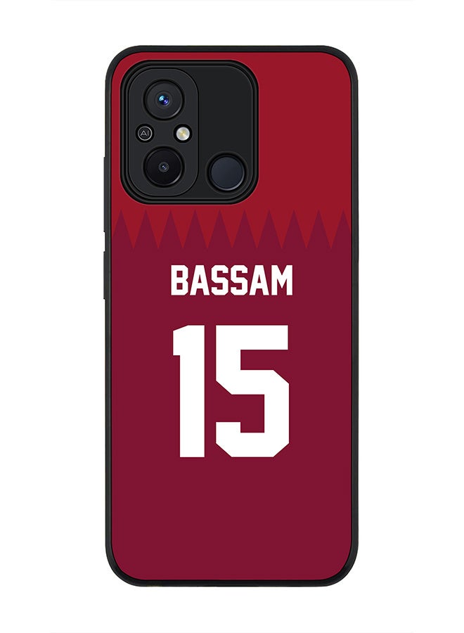 Stylizedd Rugged Black edge case for Xiaomi Redmi 12C 4G, Slim fit Soft Case Flexible Rubber Edges Anti Drop TPU Gel Thin Cover -  Football Team - Qatar, Player Name - Bassam - Image 1