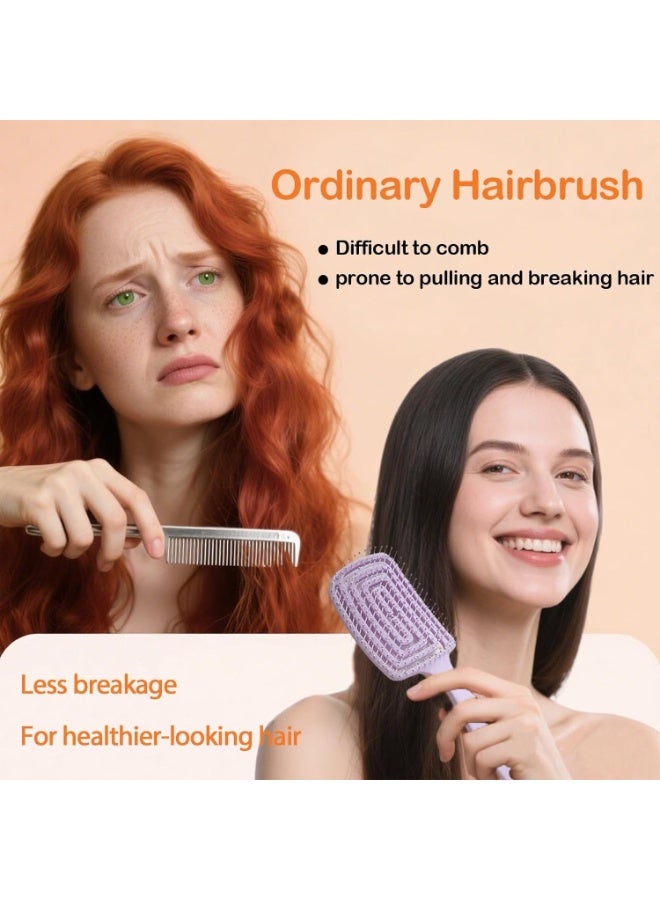 Anti static detangling hairbrush- Maze Shape - anti-knot massage detangler comb pain free hair brush straightener for women men kid long thick curly (Random Color) - Image 2