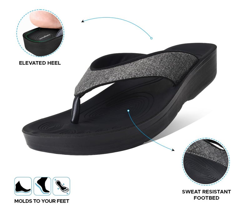 AEROTHOTIC Flip Flops for Women, Mellow Grey, Size 9 - Image 4