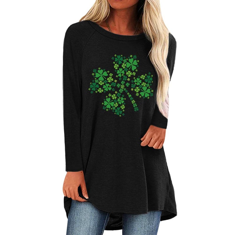 KKG Womens St Patricks Day Shirts Shamrock Long Tunics or Tops to Wear with Leggings Plus Size, Loose Fit Long Sleeves - Image 1