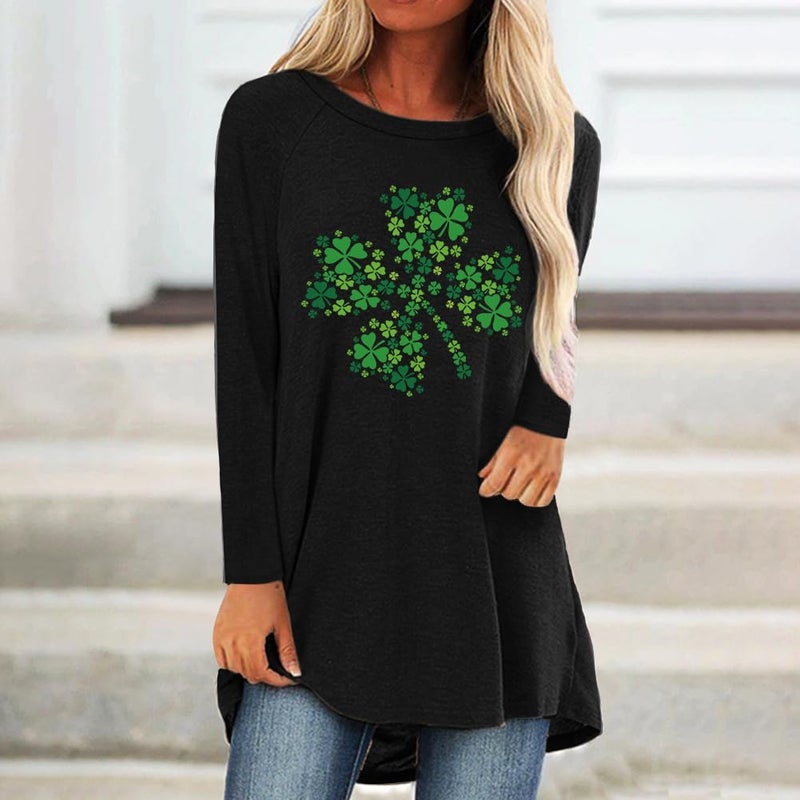 KKG Womens St Patricks Day Shirts Shamrock Long Tunics or Tops to Wear with Leggings Plus Size, Loose Fit Long Sleeves - Image 2