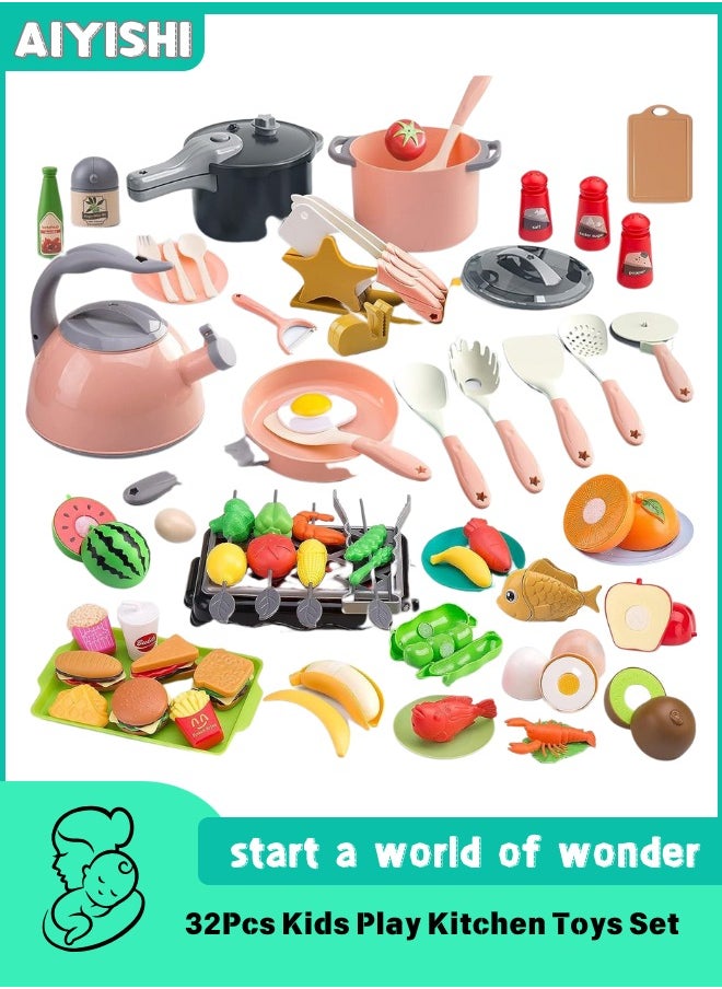 AIYISHI 32Pcs Kids Play Kitchen Toys Set Learning Gift for Kids Girls Boys  - Image 1
