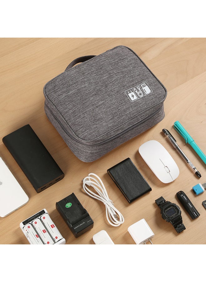 Digital Bag Multifunctional Waterproof Mobile Phone Data Cable Storage Bag Travel Charging Treasure Multifunctional Bag Manufacturers Wholesale-Colour:Grey  - Image 3