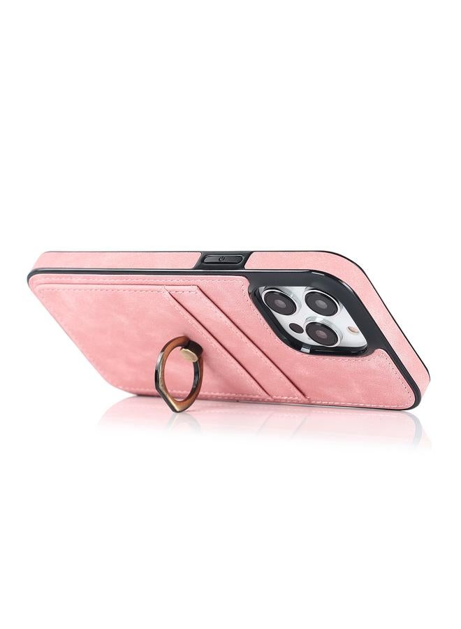 S-TOP Case For iPhone 13 Pro Max Vintage Patch Leather Phone Case with Ring Holder - Image 4