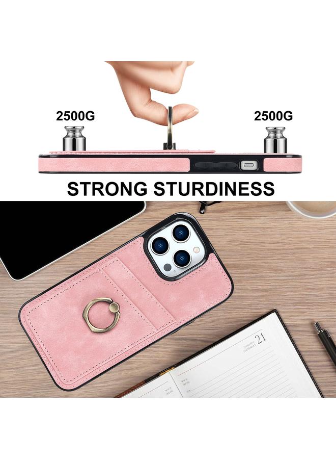 S-TOP Case For iPhone 13 Pro Max Vintage Patch Leather Phone Case with Ring Holder - Image 5