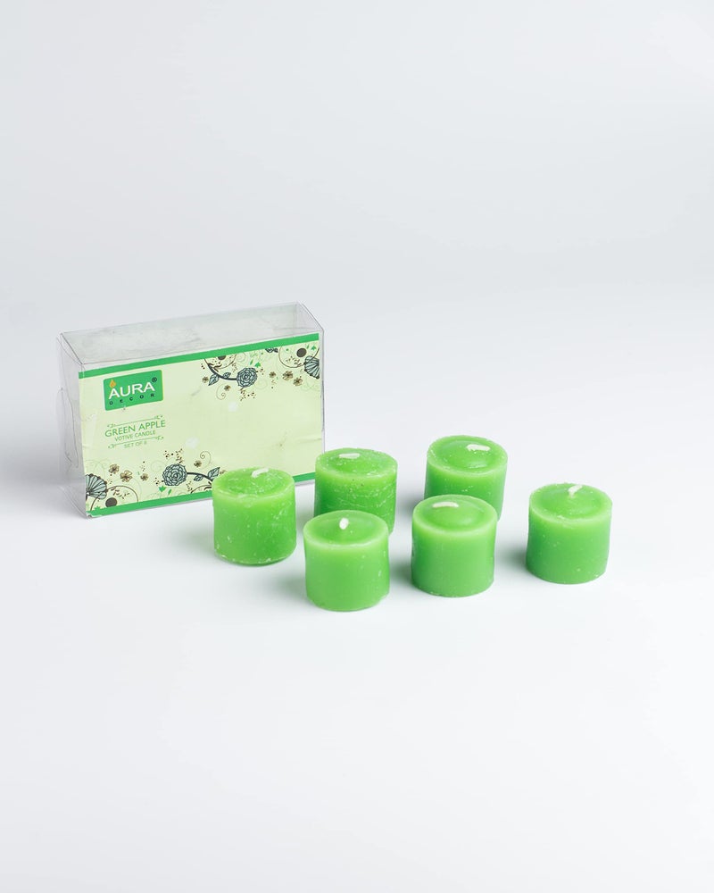 AURA DECOR AuraDecor Fragrance Votive Candles || Smokeless Scented Candle || Aroma Candles || Candles for Decoration || Wedding Candle || Burns Upto 8 Hours (Pack of 6) (Green Apple) - Image 3
