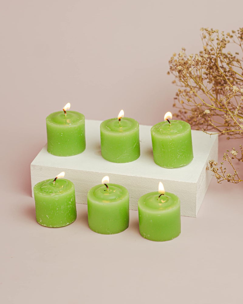 AURA DECOR AuraDecor Fragrance Votive Candles || Smokeless Scented Candle || Aroma Candles || Candles for Decoration || Wedding Candle || Burns Upto 8 Hours (Pack of 6) (Green Apple) - Image 2