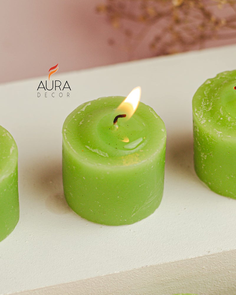 AURA DECOR AuraDecor Fragrance Votive Candles || Smokeless Scented Candle || Aroma Candles || Candles for Decoration || Wedding Candle || Burns Upto 8 Hours (Pack of 6) (Green Apple) - Image 5
