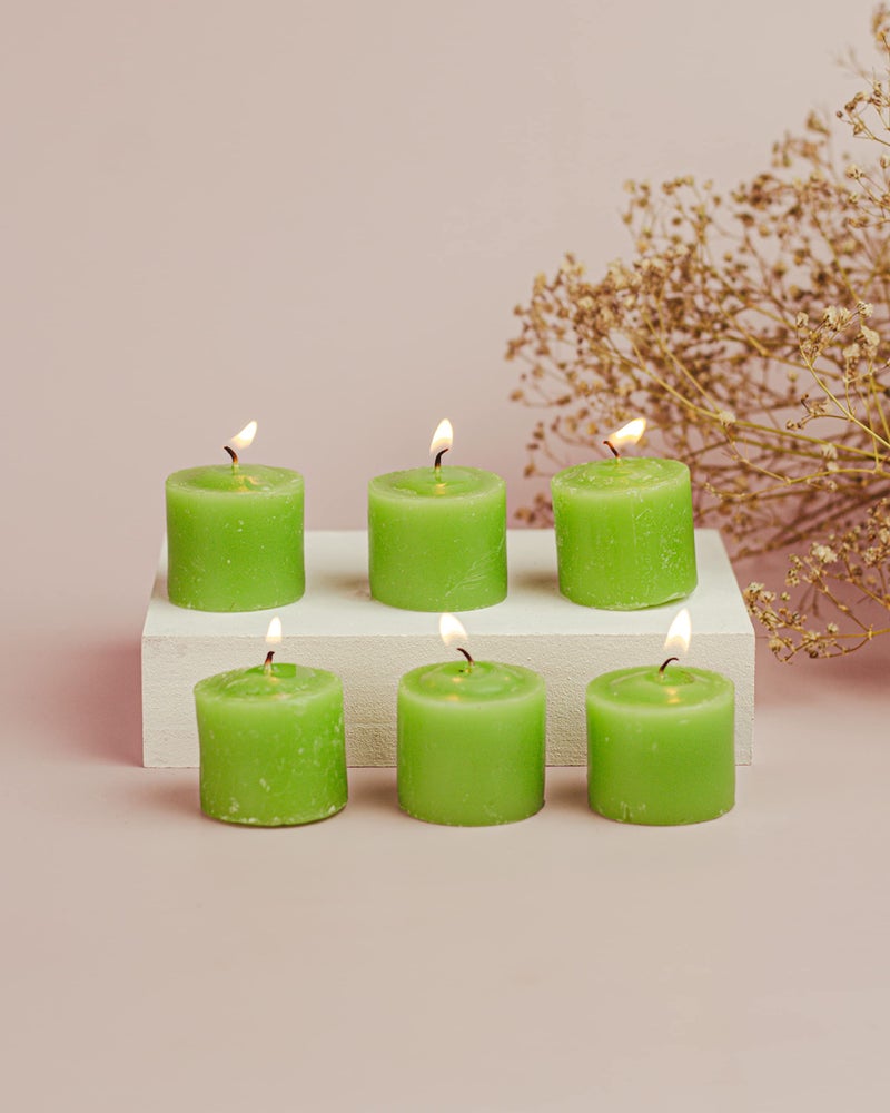AURA DECOR AuraDecor Fragrance Votive Candles || Smokeless Scented Candle || Aroma Candles || Candles for Decoration || Wedding Candle || Burns Upto 8 Hours (Pack of 6) (Green Apple) - Image 1