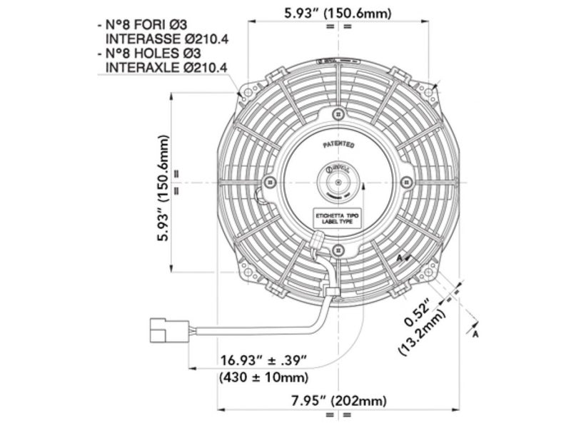 Spal 30100393 Pusher Fan (7.5In ; For Use W/ 15Amp Fuse at 13V), 1 Pack - Image 2