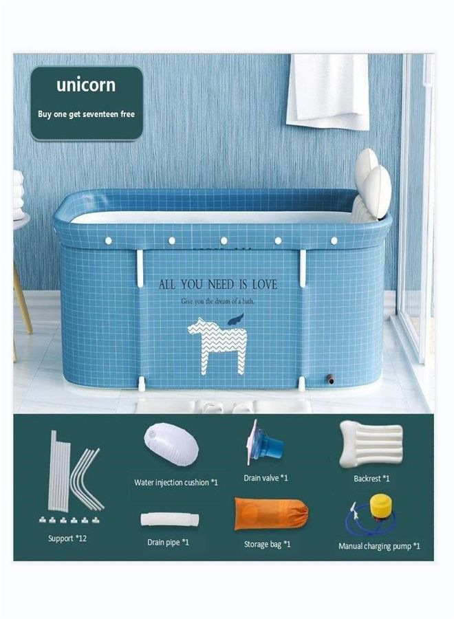 NLUNLB Portable Adult Folding Bathtub, Household Freestanding Thick Plastic Folding Bath Tub For Adults, Portable Non-Inflatable Bathtub Sauna Steam Bathtub Adult Bath Bucket(one small hand driven inflation - Image 3