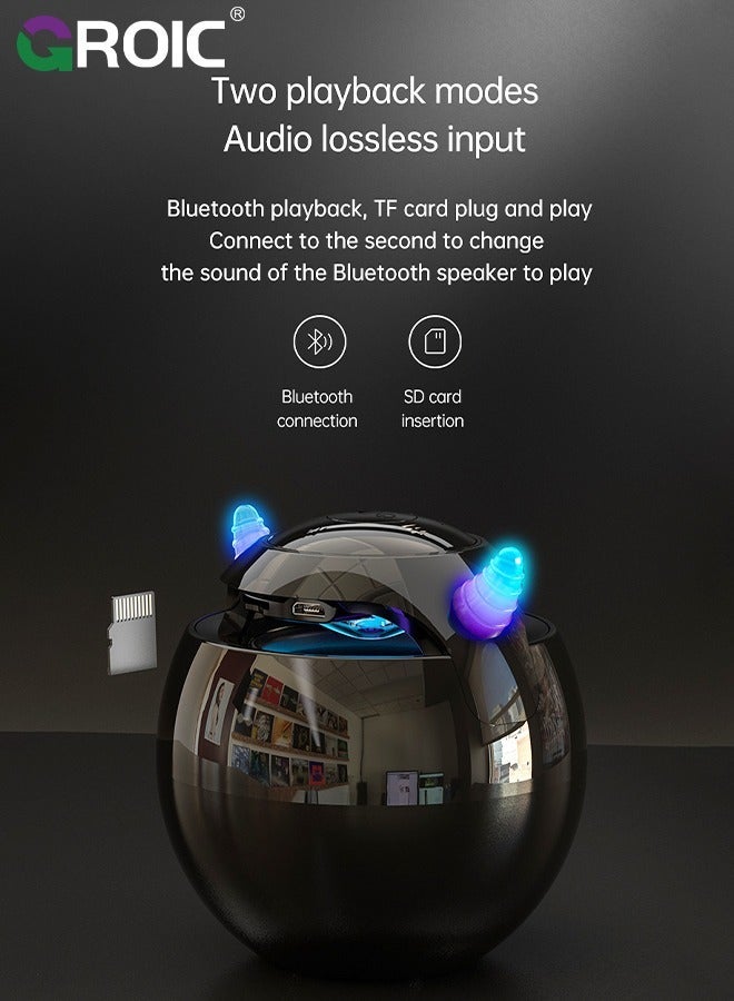 GROIC Black Portable Wireless Bluetooth Speaker Colorful Subwoofer with Led Display Fm Radio Alarm Clock HiFi Card Mp3 Music Play for Party Outdoor  - Image 4