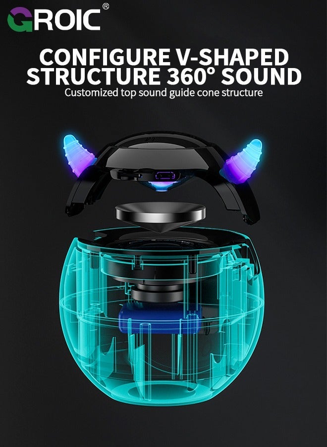 GROIC Black Portable Wireless Bluetooth Speaker Colorful Subwoofer with Led Display Fm Radio Alarm Clock HiFi Card Mp3 Music Play for Party Outdoor  - Image 2
