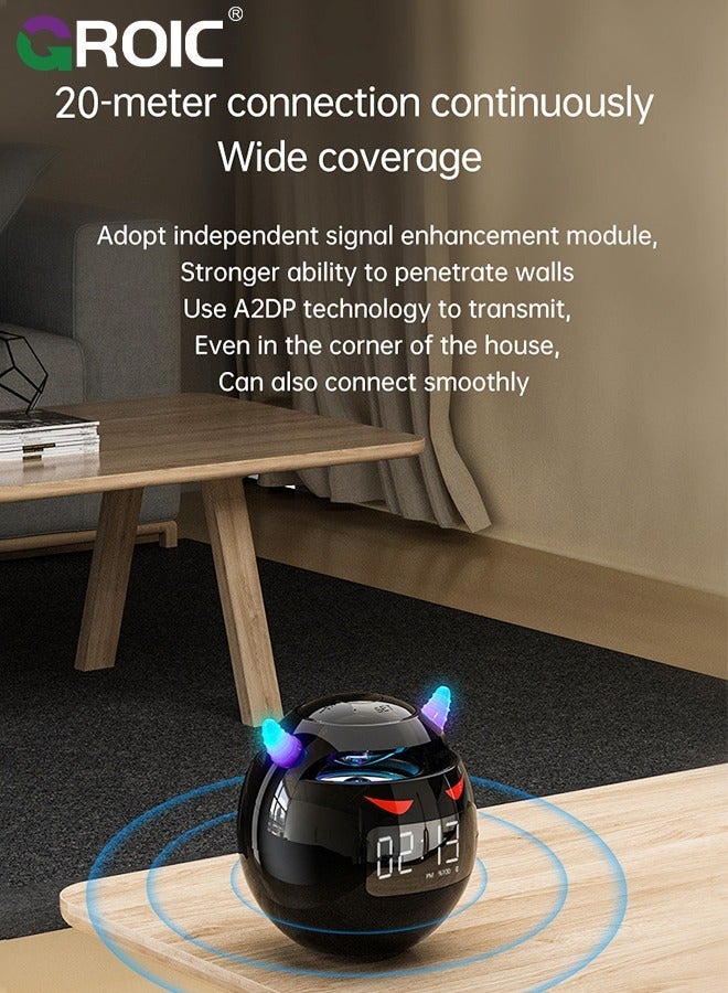 GROIC Black Portable Wireless Bluetooth Speaker Colorful Subwoofer with Led Display Fm Radio Alarm Clock HiFi Card Mp3 Music Play for Party Outdoor  - Image 5