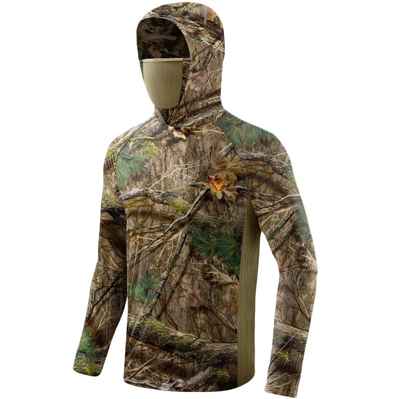 Palmyth Hunting Hoodie with Mask for Men Long Sleeve Sun Protection UV UPF 50 Camo Fishing ShirtsMisty ThicketL - Image 2