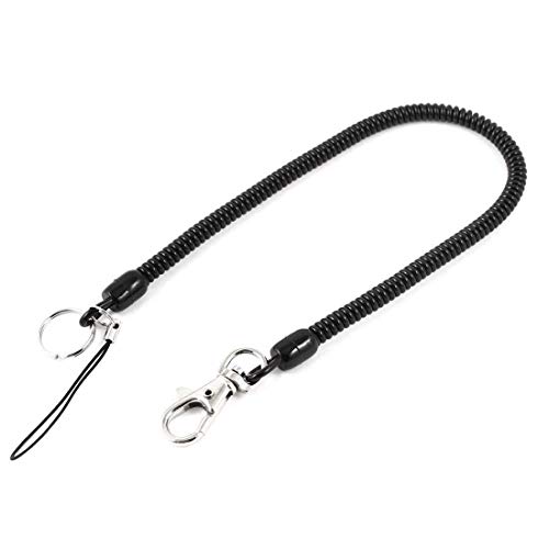 XMHF Plastic Stretchy Spring Coil Keychain Key Ring Strap Key Holder Carabiner Hook 390mm 153Inch Long 2PCS - Image 1