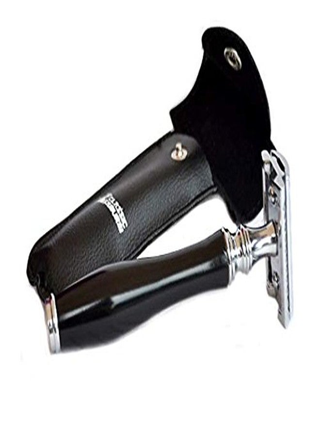 Classic Samurai Double Edge Safety Razor Set Black Handle with Genuine Leather Shaving Travel/Protective Case (BLACK HANDLE + 5 SHARK) - Image 2