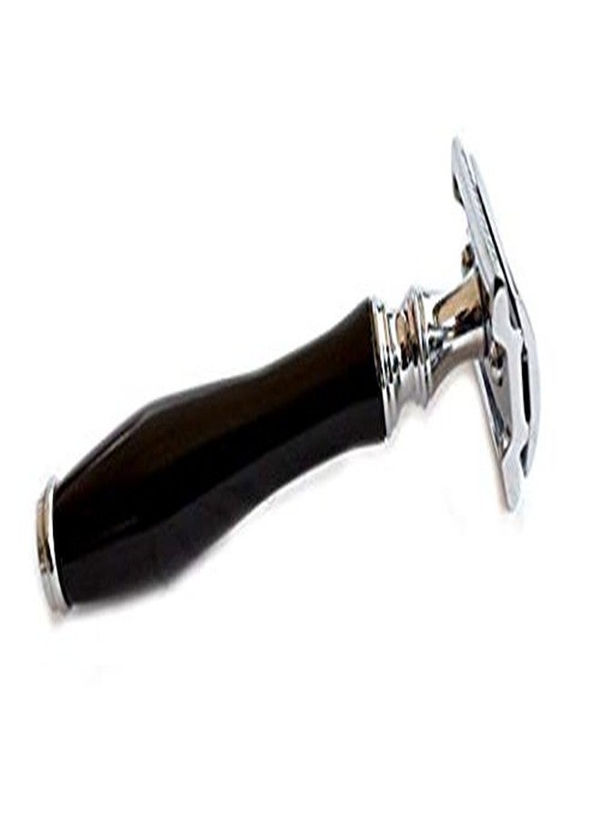 Classic Samurai Double Edge Safety Razor Set Black Handle with Genuine Leather Shaving Travel/Protective Case (BLACK HANDLE + 5 SHARK) - Image 3