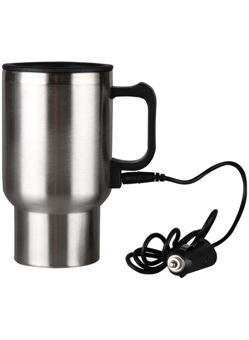 12V Car Heating Travel Mug 500ml Double Layer Stainless Steel Large Capacity Car Heater Cup Temperature 65°C,Car Headting Cup - Image 1