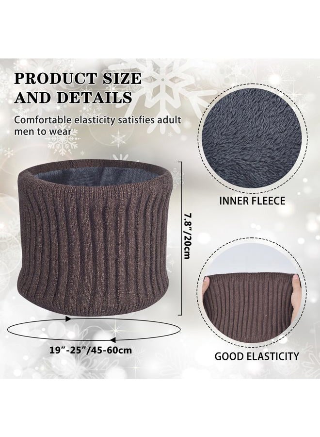 FENELY Men Beanie Hat Scarf Touchscreen Gloves Set Winter Warm Knit Fleece Lined Thick Thermal Neck Warmer Coffee Brown Cap with Earflap for Cold Weather Outdoor, Coffee, One size - Image 3