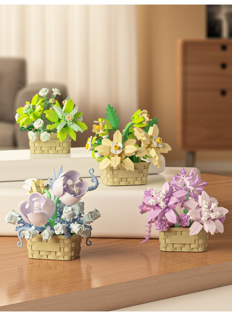 هالامودو ألعاب ميكروية الميني 8 في 1 كتلة من الزهور مجموعة مضارب سلة عباد الشمس الأبدية ديكور محدد الأزهار متطابق مع ليغو الطوب الصغير و ستيم لعبة DIY مربى مادة عالي الجودة ABS مجمعة ثابتة بحجم واحد تقريبًا 70*70*88 مم، حية وحقيقية - Image 5