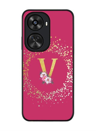 Rugged Black edge case for Huawei nova 12 SE / Huawei nova 11 SE 4G,Custom Monogram Initial Letter Floral Pattern Alphabet - V (Deep Pink Rose) - pzsku/ZF1E2BD816D6E4357121CZ/45/_/1717658231/d4fe260f-7846-459a-84a4-d27d41d0546b