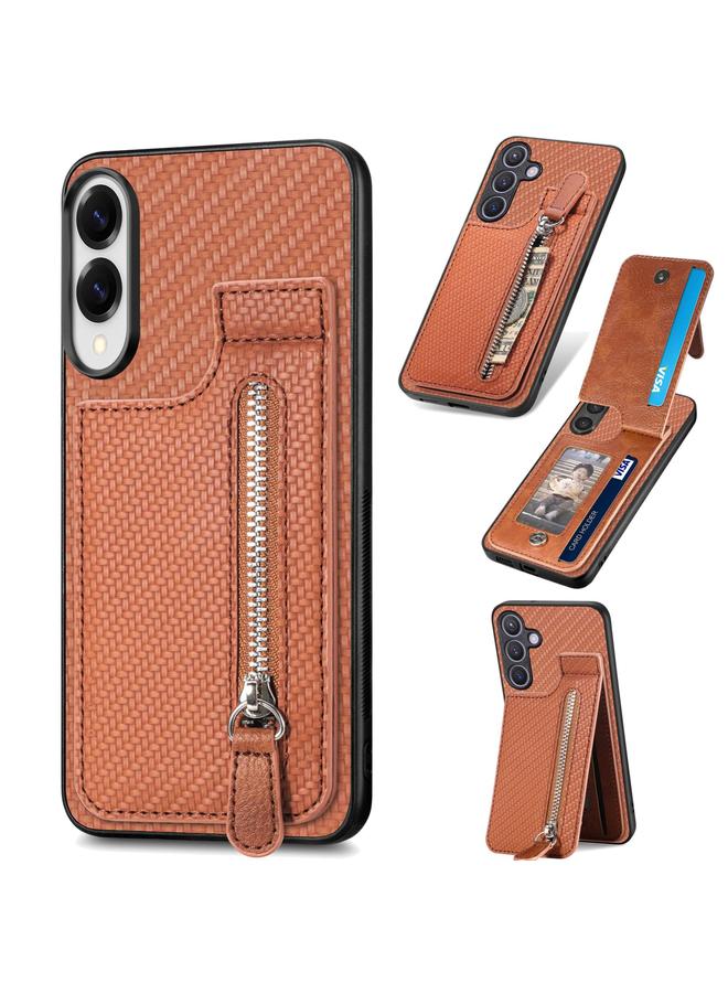 اس-توب جراب لهاتف Samsung Galaxy S25 Edge 5G مصنوع من ألياف الكربون مع سحاب رأسي - Image 1