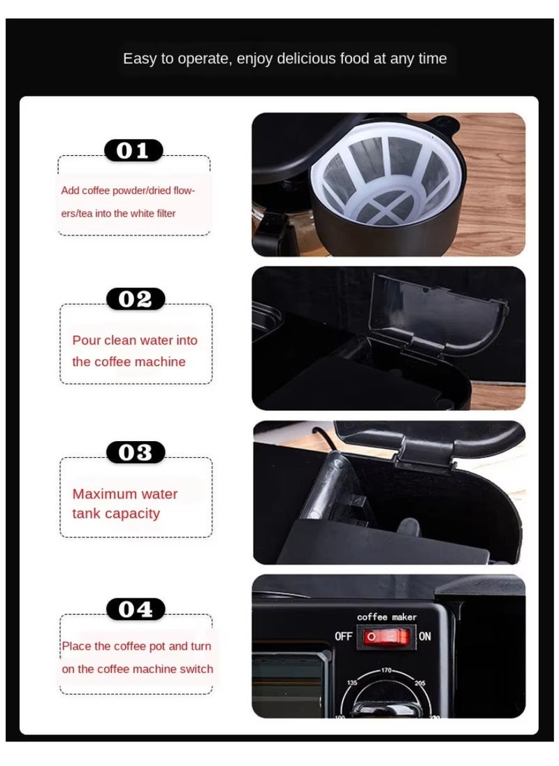 DIGI CORE 3 in 1 Breakfast Maker Microwave Oven Griddle Pan And Coffee Machine Break Fast Machine Includes Frying Pan Oven And Coffee Maker Sandwich Maker Food Warmer Grill Oven Bread Maker Tea Maker  - Image 2