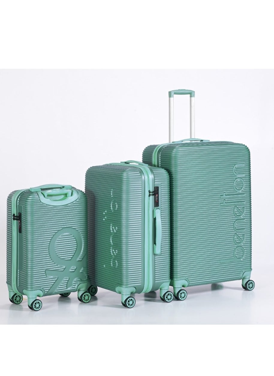 Set of 3 Luggage with TSA Lock | Material- Acrylonitrile Butadiene Styrene| Adjustable Trolley Handle | Smooth Dual Wheels 360degree rotate | Aqua Green 