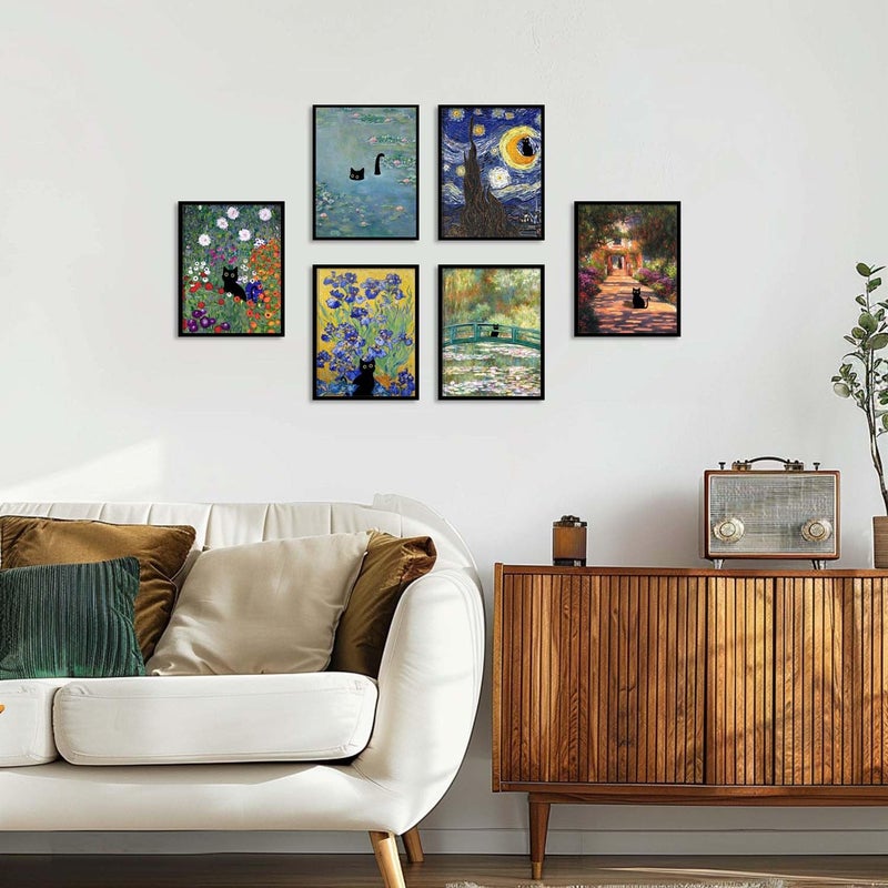 Hamduker Cat Wall Art Monet Prints Vintage Canvas Wall Art Funny Cat in Water Lilies Posters for Room Bedroom Living Room Bathroom Wall Decor Aesthetic (Size: 8''x10''x1pcs) - Image 5
