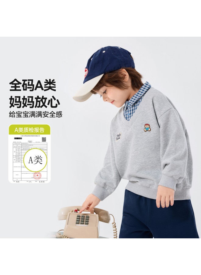 Doodle Home Children's Set Spring Boy's Faux Two-piece Hoodie Two-piece Set Girl's Sportswear Baby Kids' Clothing - Image 5