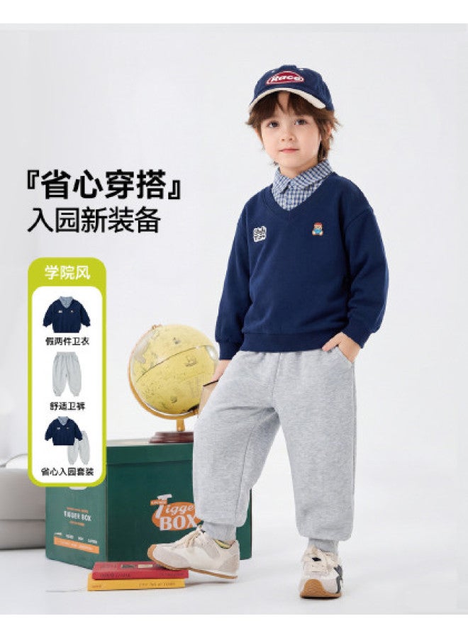 Doodle Home Children's Set Spring Boy's Faux Two-piece Hoodie Two-piece Set Girl's Sportswear Baby Kids' Clothing - Image 1