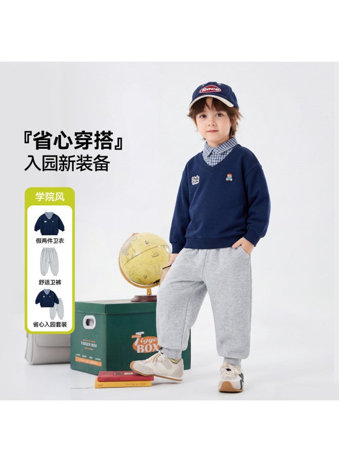 Doodle Home Children's Set Spring Boy's Faux Two-piece Hoodie Two-piece Set Girl's Sportswear Baby Kids' Clothing - Image 2