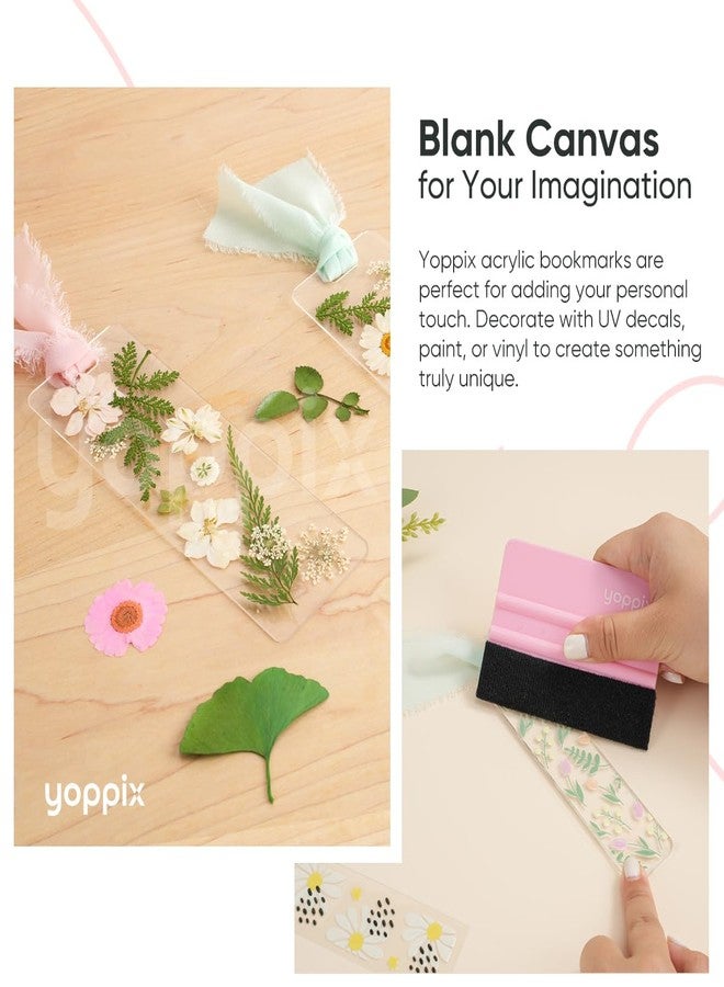 YOPPIX 6x2” Acrylic Bookmark Blanks- 30 Pieces Acrylic Bookmark Kit with 30 Pcs Ribbon for Reading Lovers DIY Crafts Hanging Tag Gift Tag Price Tags, Graduation Back to School Presents(Rectangle) - Image 3