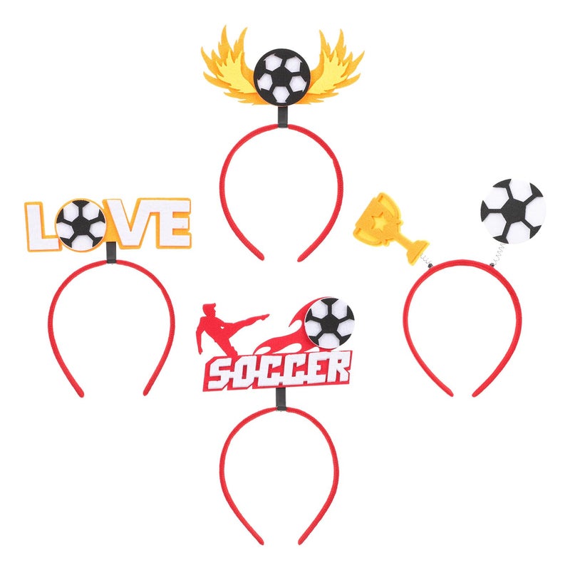4 Pack Soccer Headbands Party Supplies Football Fan Hair Hoops Photo Props - Image 2