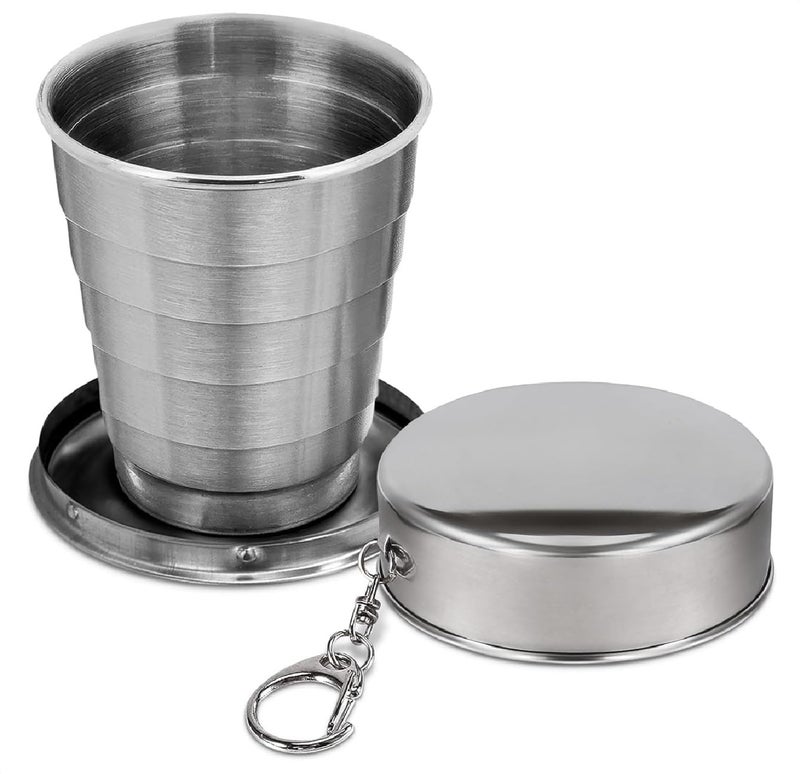 Winberg Portable Collapsible Stainless Steel Travel Cup with Keychain, Foldable Design GLS, 150 ml - Image 1
