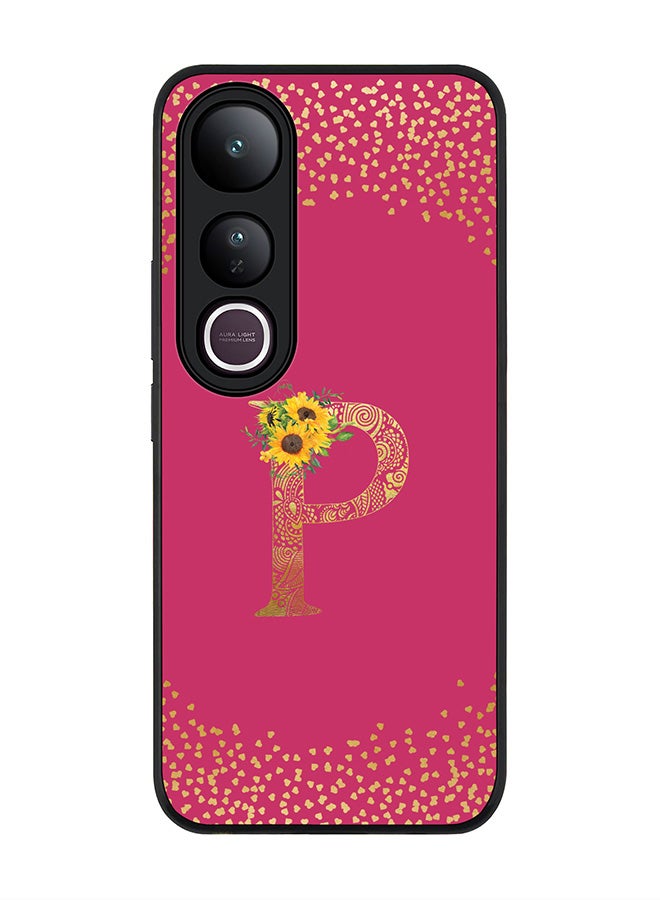 Stylizedd For vivo V50 Lite Case,Slim fit Camera Protection, Shockproof Thin Phone cover  - Custom Floral Monogram - P ( Deep Pink )
