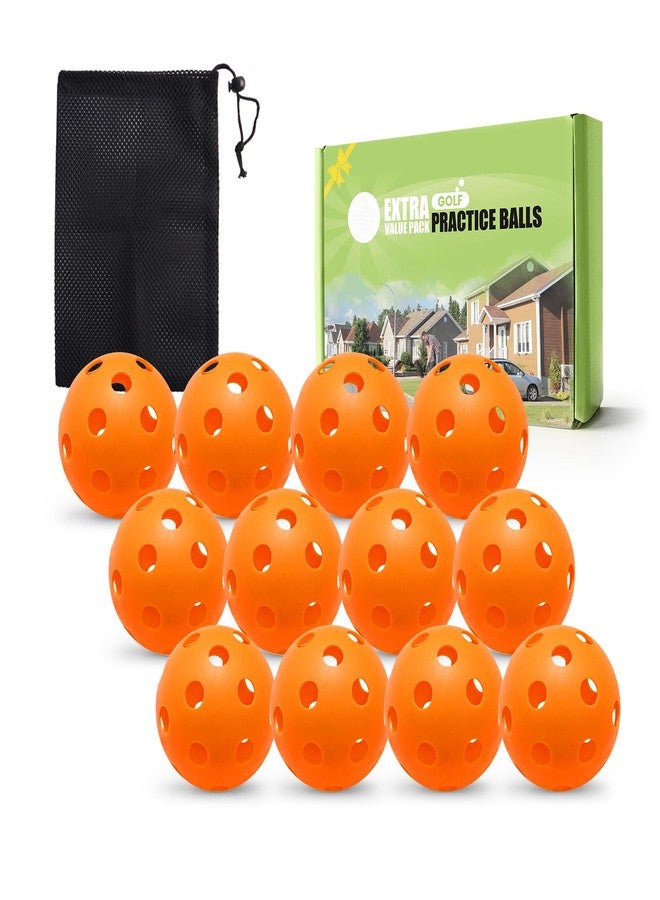 FINGER TEN Golf Practice Balls Plastic Colored Value 12/24/36 Pack, Limited Flight Sports Training Ball for Men Women, Indoor Outdoor Driving Range Backyard Use (Orange, 12 Pack) - Image 1