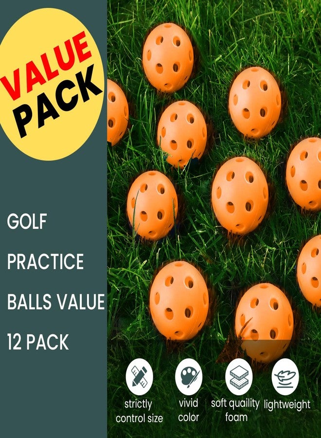 FINGER TEN Golf Practice Balls Plastic Colored Value 12/24/36 Pack, Limited Flight Sports Training Ball for Men Women, Indoor Outdoor Driving Range Backyard Use (Orange, 12 Pack) - Image 2