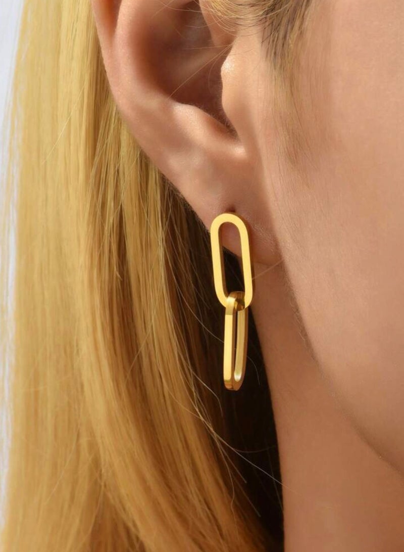 إيكوال حلق اذن نسائي أنيق مصنوع من الاستانلس ستيل ومطلي باللون الذهبي - Image 1