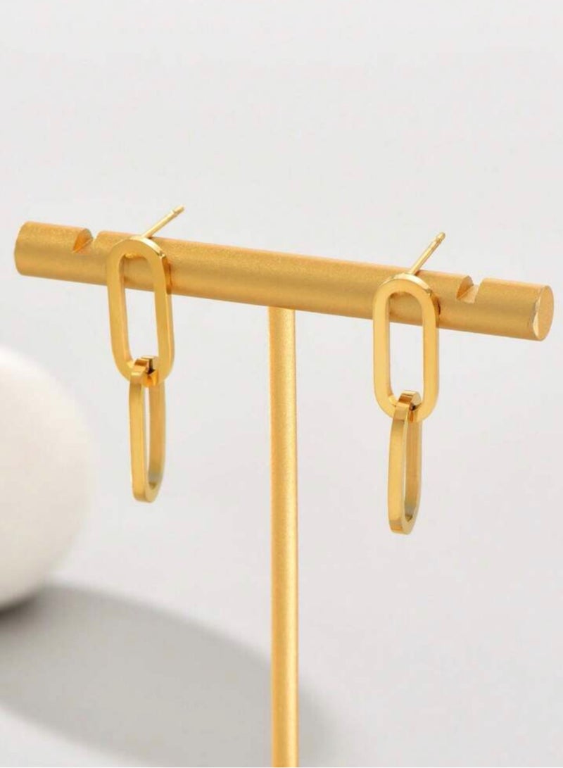 إيكوال حلق اذن نسائي أنيق مصنوع من الاستانلس ستيل ومطلي باللون الذهبي - Image 4