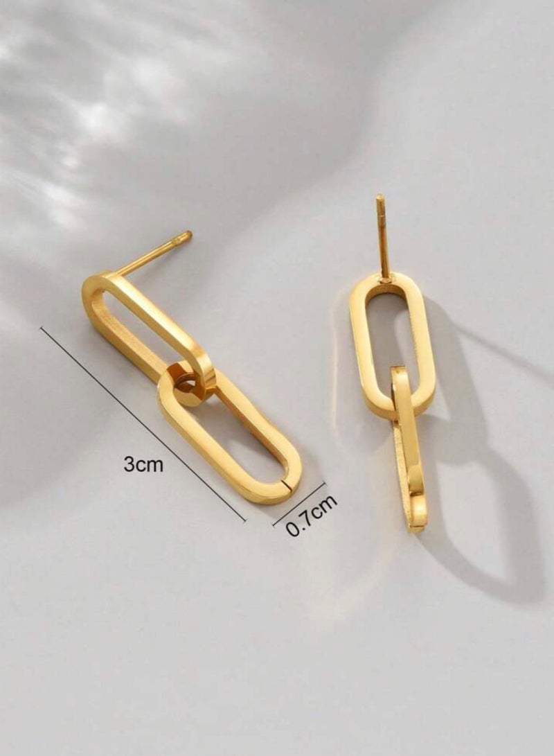 إيكوال حلق اذن نسائي أنيق مصنوع من الاستانلس ستيل ومطلي باللون الذهبي - Image 5