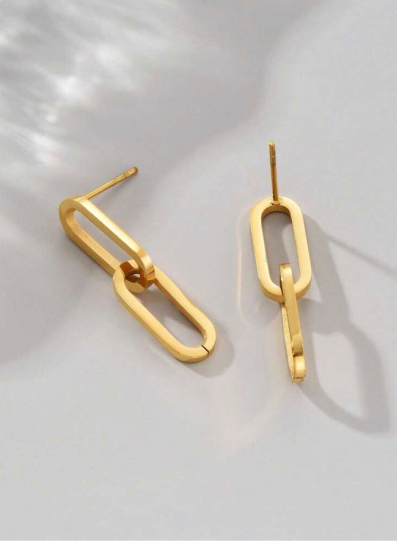 إيكوال حلق اذن نسائي أنيق مصنوع من الاستانلس ستيل ومطلي باللون الذهبي - Image 3