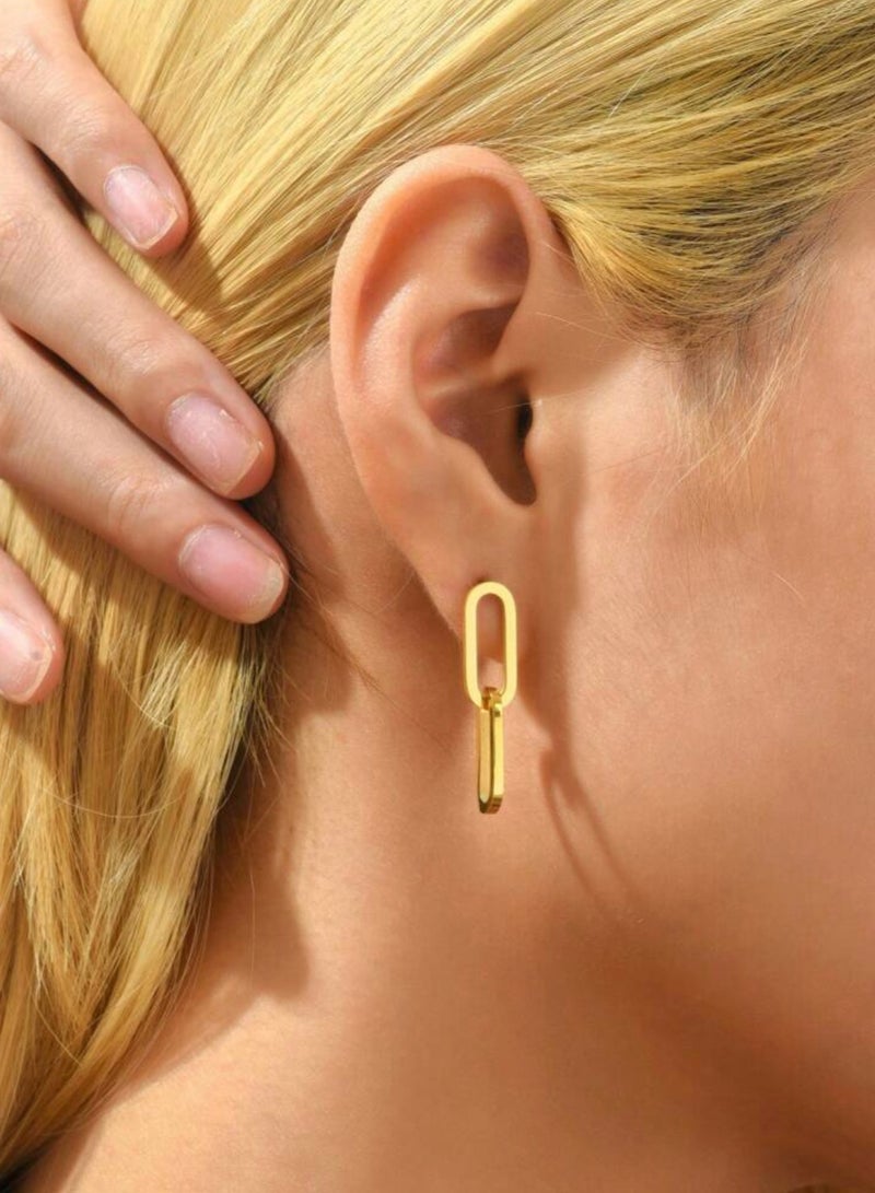 إيكوال حلق اذن نسائي أنيق مصنوع من الاستانلس ستيل ومطلي باللون الذهبي - Image 2