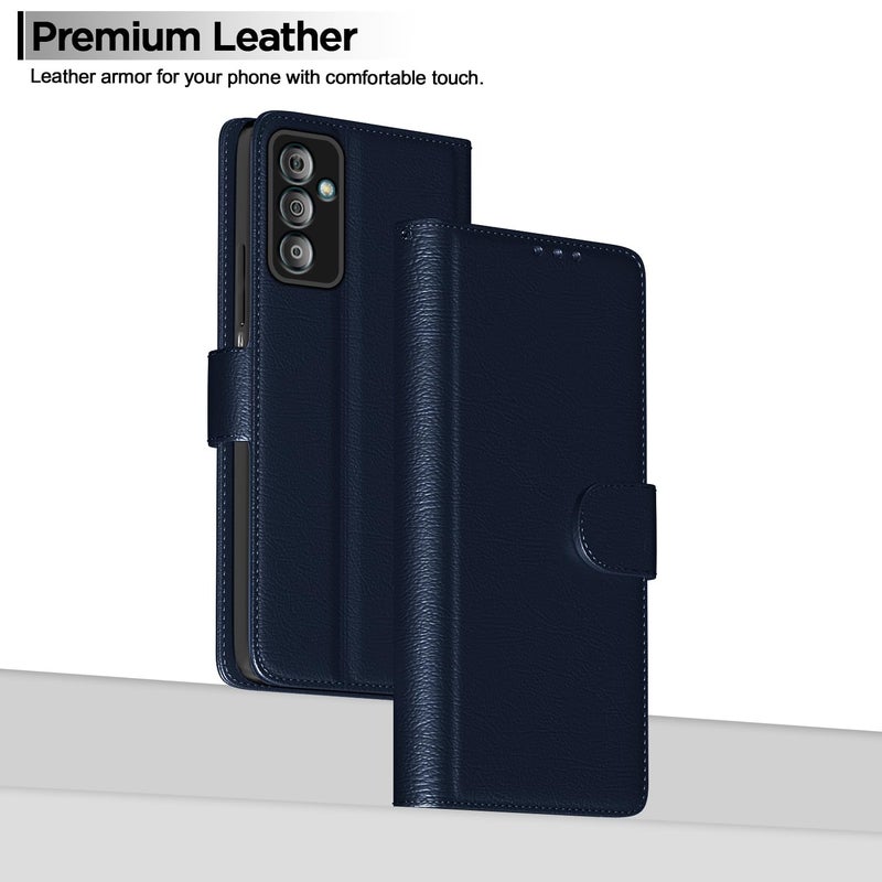 Pikkme Samsung Galaxy F23 5g Flip Case Leather Finish | Inside TPU with Card Pockets | Wallet Stand and Shock Proof | Magnetic Closing | Complete Protection Flip Cover for Samsung Galaxy F23 5g (Blue) - Image 2
