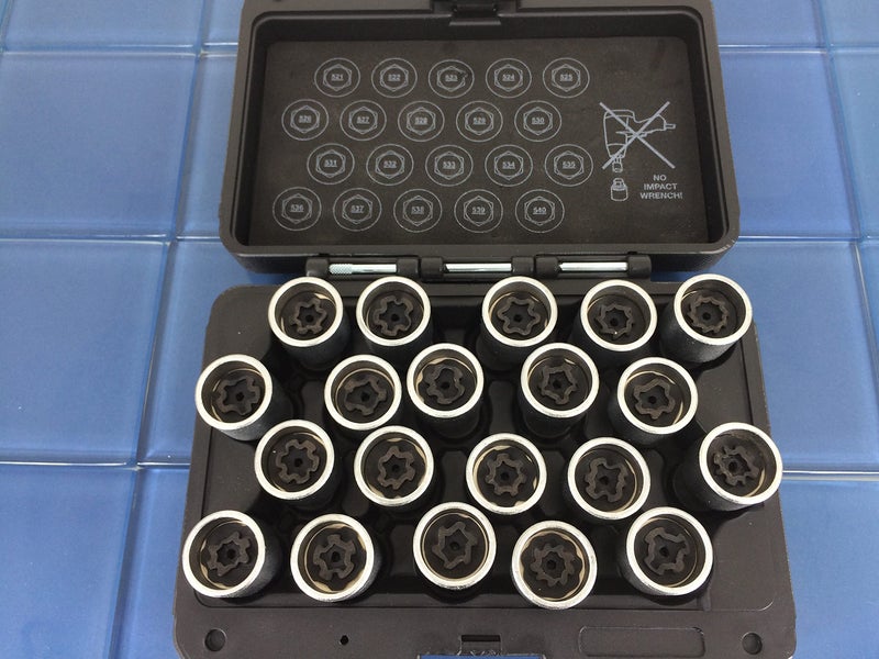 T-MAX TMAX 20 pc Wheel Lock Lugnut Anti-Theft Screw Lug Nut Removal Key Socket Set for Vw Audi Vag Volkswagen - Image 3
