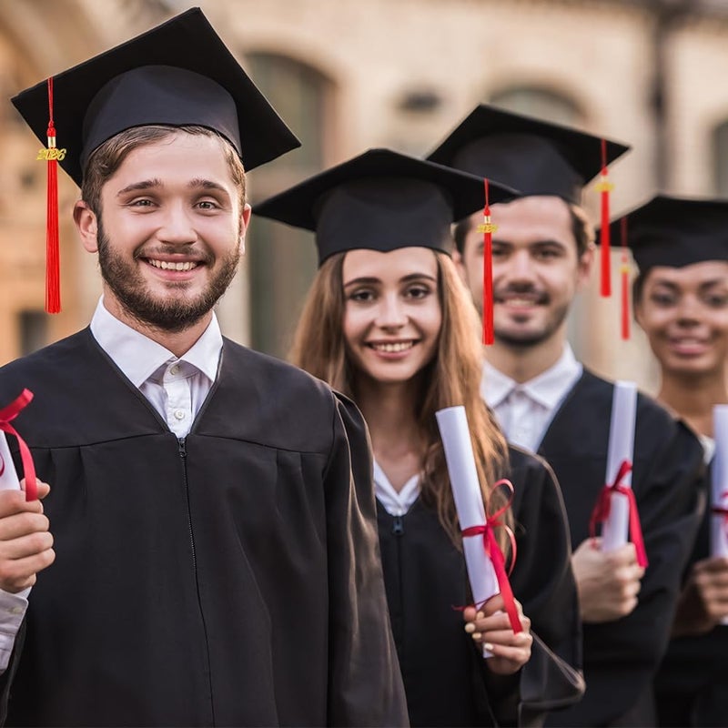 شرابة التخرج 2026، شرابة التخرج 2026، شرابات قبعة التخرج الأكاديمية 2026 مع قلائد تاريخية ذهبية للخريجين، زينة قبعة التخرج للخريجين، أحمر - Image 2