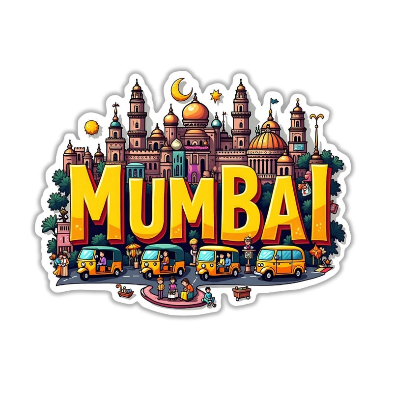 GIFTODAY Mumbai City Theme Souvenir Wooden Fridge Magnet for Refrigerator Mumbai Printed Magnet for Office Kitchen and Home Decororation Perfect Souvenir Gift Pack of 1 Size 3x3 Inches  - Image 1